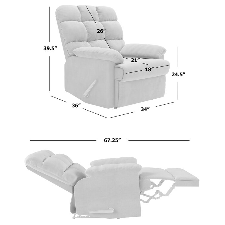 Anky Oversized Chaise Rocker Recliner with Extra Extension Footrest Lark Manor Upholstery Color: Gray Polyester