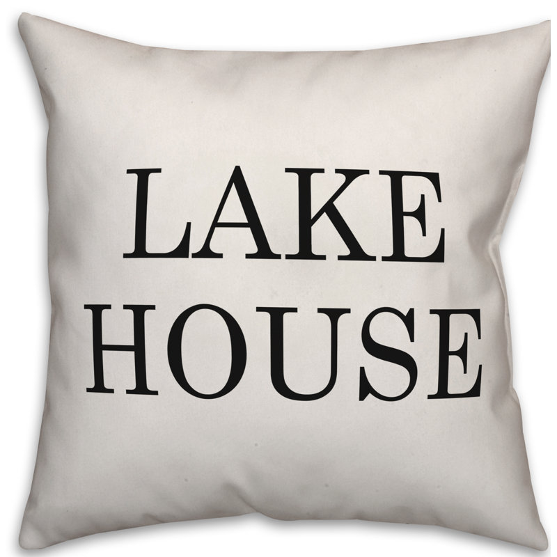  Coussin intérieur / extérieur Lake House, Blanc cassé / noir, H 20 po x l 20 po