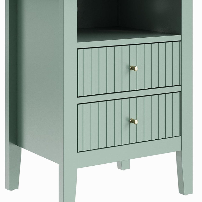 Table de chevet 18 po à 2 tiroirs - Canapé de chambre à coucher moderne, Vert, Ne s’applique pas