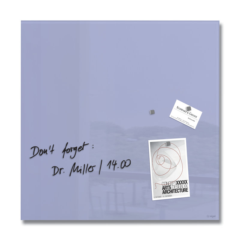 Artverum Wall Mounted Glass Board, Lavender, 48cm H x 48cm W x 48cm L