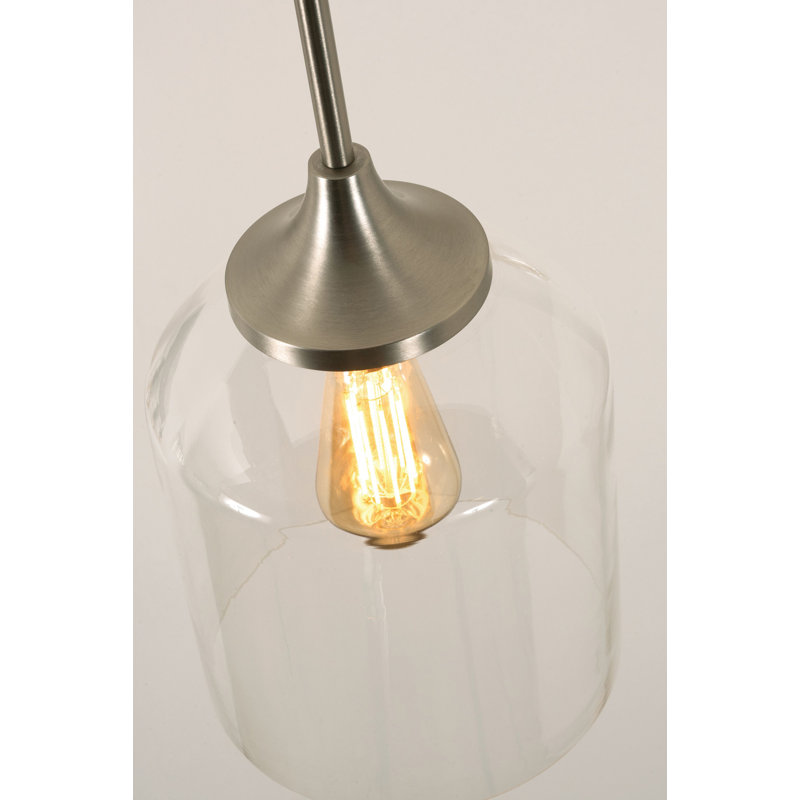 3 - Light Kitchen Island Pendant, Satin Nickel