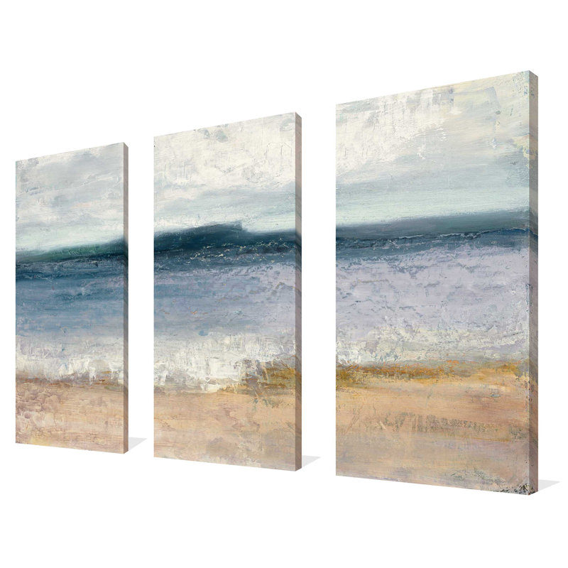 Indigo Isle - 3 Piece Wrapped Canvas Painting, 48" H x 36" W x 0.75" D
