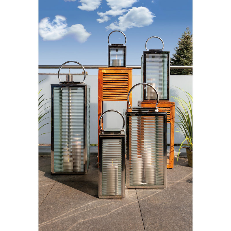Malaga Lantern Fluted Glass Silver