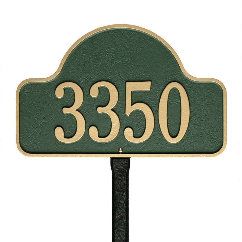 Lexy 1-Line Lawn Address Sign, Yes, Green/Gold