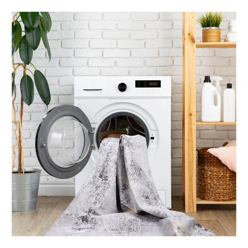 Area Rugs, Washable Rug, Low-Pile, Non-Slip, Non-Shedding, Foldable, Kid & Pet Friendly - Area Rugs for living room, bedroom, kitchen (Gray, 6' x 9')