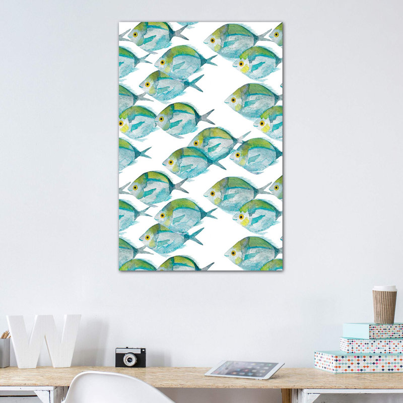 " Fishes Pattern ", Wrapped Canvas, No Mat, 48" H x 32" W x 1.5" D