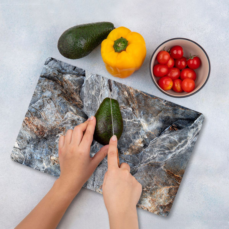 Flourish Premium Tempered Glass Cutting Board, 9.8 x 13.8 inches | 100% Antibacterial, Easy Clean, Non-Slip Silicone Feet | Durable Kitchen Essential for Safe Food Preparation, Stylish and Functional Design