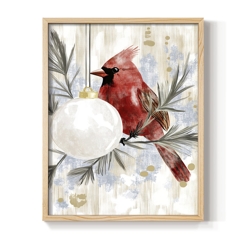 «Christmas Holiday Art DCCDXC III», reproduction d'art encadrée - bois massif, Naturel, H 15 po x l 12 po