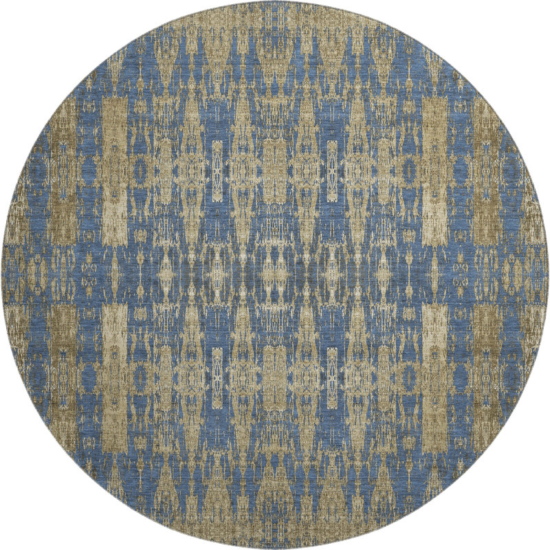 Premium Machine Washable Cerrito AMF580 Blue, Round 8'
