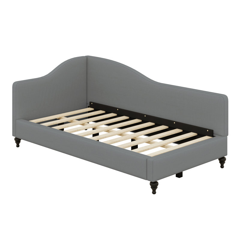 Canapé-lit rembourré avec accoudoirs, gris, Lit simple