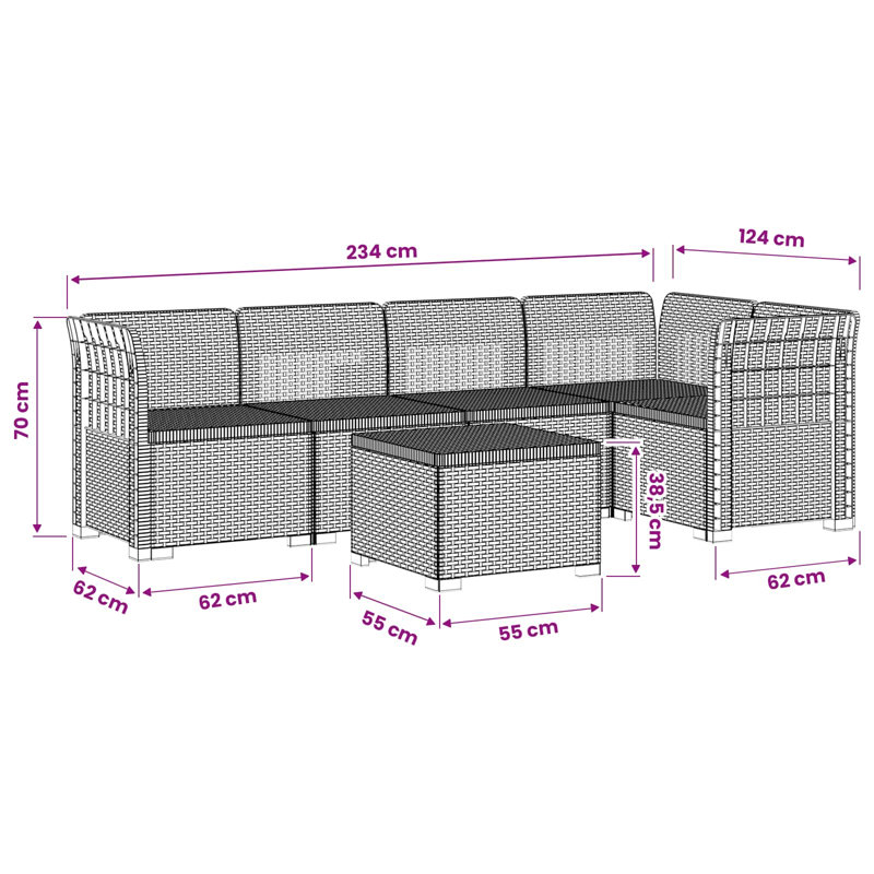  Garden Sofa Rattan Look PP Outdoor Furniture Modern Seating Backyard, White