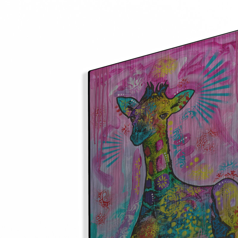 Bungalow Rose «Aminal Bebees - Giraffe Chilin» par Dean Russo, art mural en métal, H 16 po x l 12 po