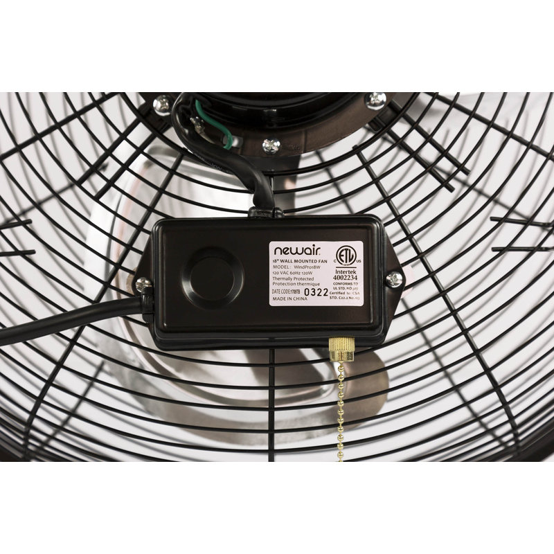 WindPro18W Industrial Black 18-inch High Velocity Wall Mount Fan