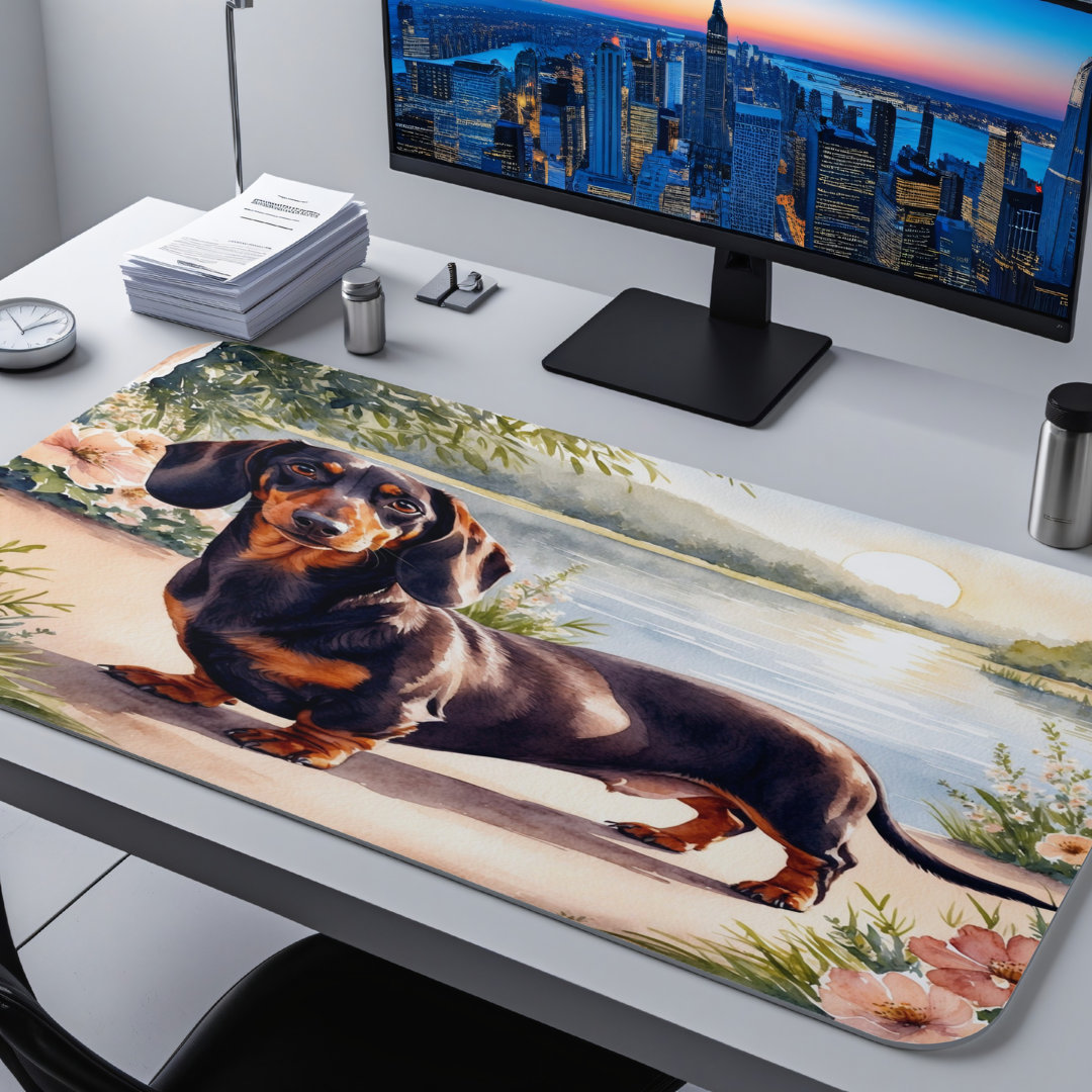Lakeside Watercolor Dachshund Desk Mat