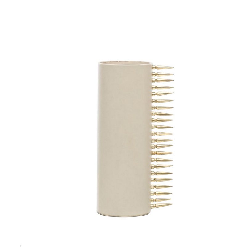 Vase de table rond en cuir Cauthen, 7 x 7 x 10, H 14 po x l 5 po x P 5 po