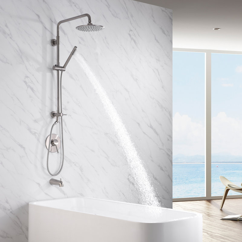 Brushed Nickel Adjustable Rain Shower System with Handheld