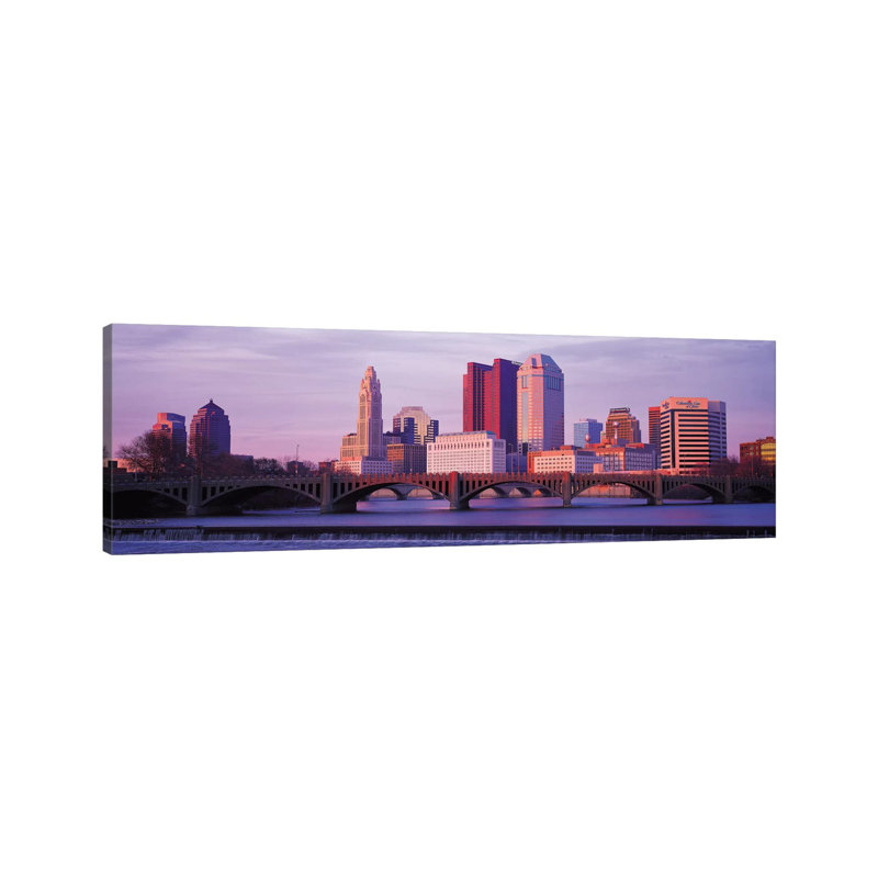 Columbus Panoramic Skyline Cityscape (Dusk) - Wrapped Canvas Panoramic Print, 30.48 cm H x 91.44 cm W x 1.91 cm D