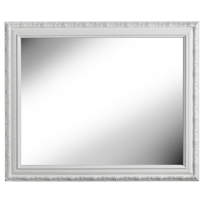Wood Flat Wall Mirror, White