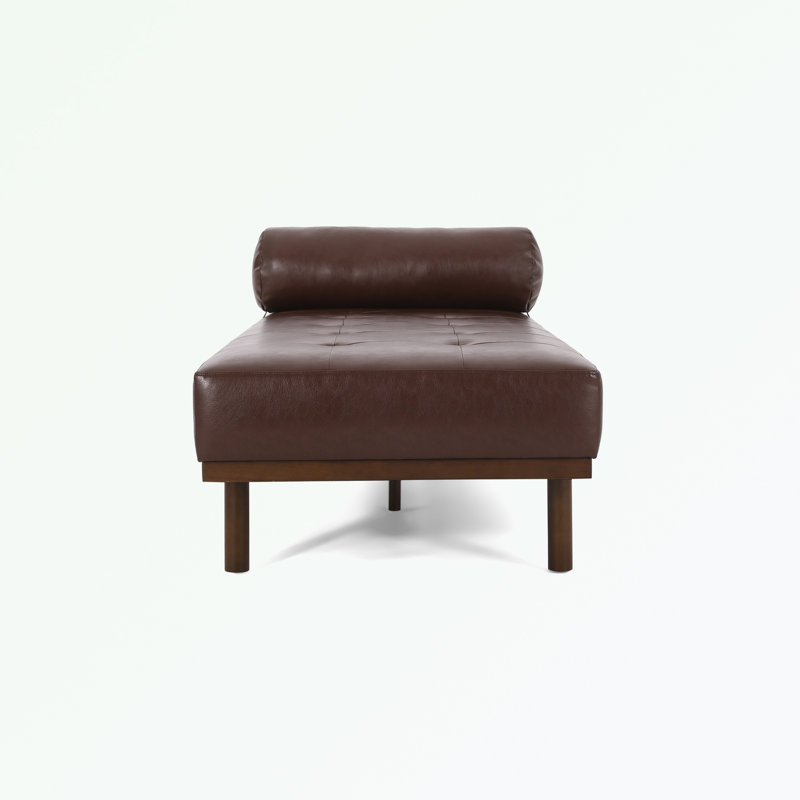 Chaise longue en similicuir Sushpal, Similicuir brun foncé