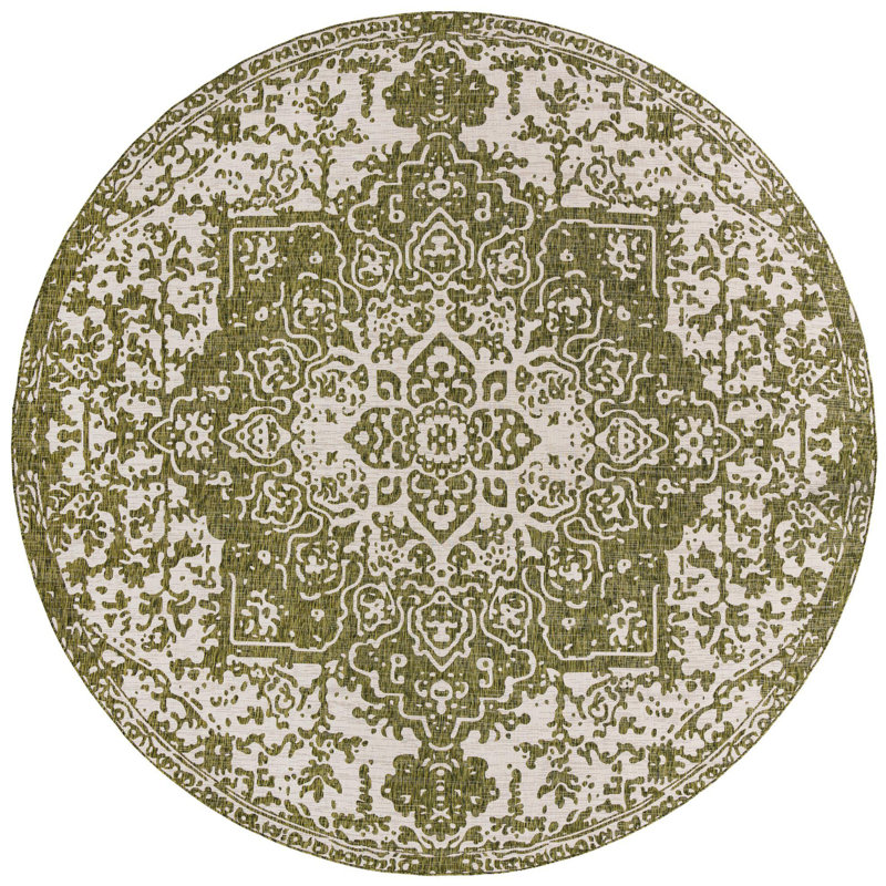 Outdoor Destiny Area Rug Moss Color, Round 13'