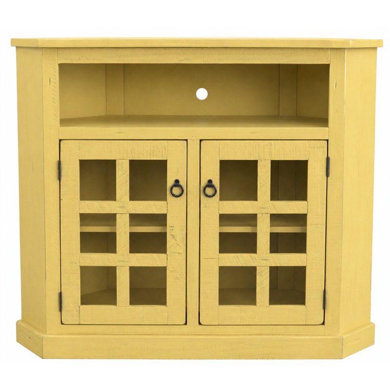 Meuble télé de coin en bois massif pour téléviseur de 55 po ou moins Campos, Jaune