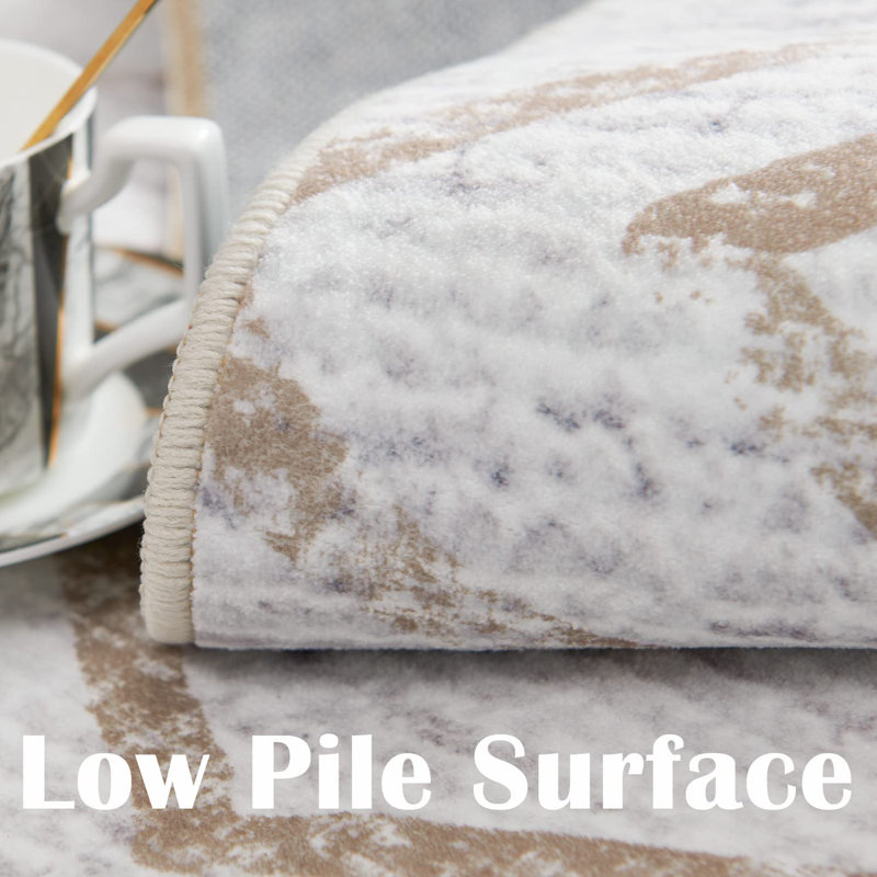 Tapis de couloir géométrique antidérapant taupe lavable à la machine, Tapis de couloir 3 pi x 8 pi