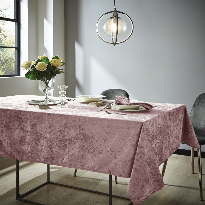 Crushed Velvet Table Cloth, 137cm W x 178cm L, Blush