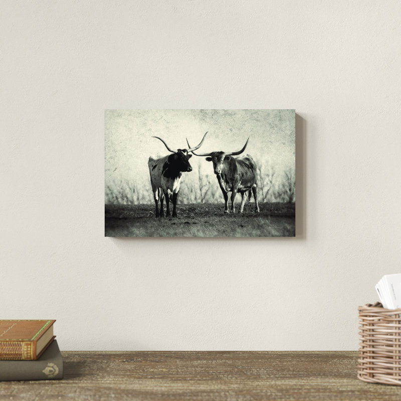 Texas Longhorns par Debra Van Swearingen - photographie sur toile tendue, H 8 po x l 12 po x P 1,25 po