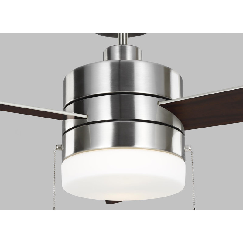 52'' Ceiling Fan with LED Lights, Brushed Steel with Silver Blades