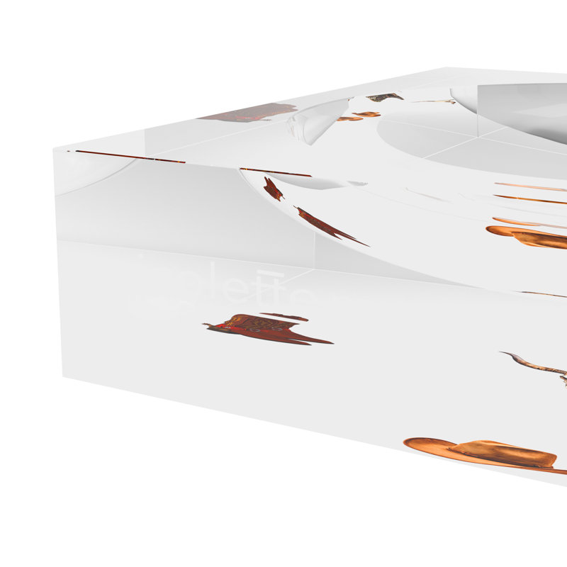 Cowboy Boots Brown Cream Acrylic Decorative Tray, 6"W x 6"D x 2"H