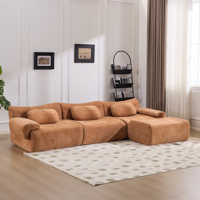 Canapé rembourré avec 3 coussins et repose-pieds