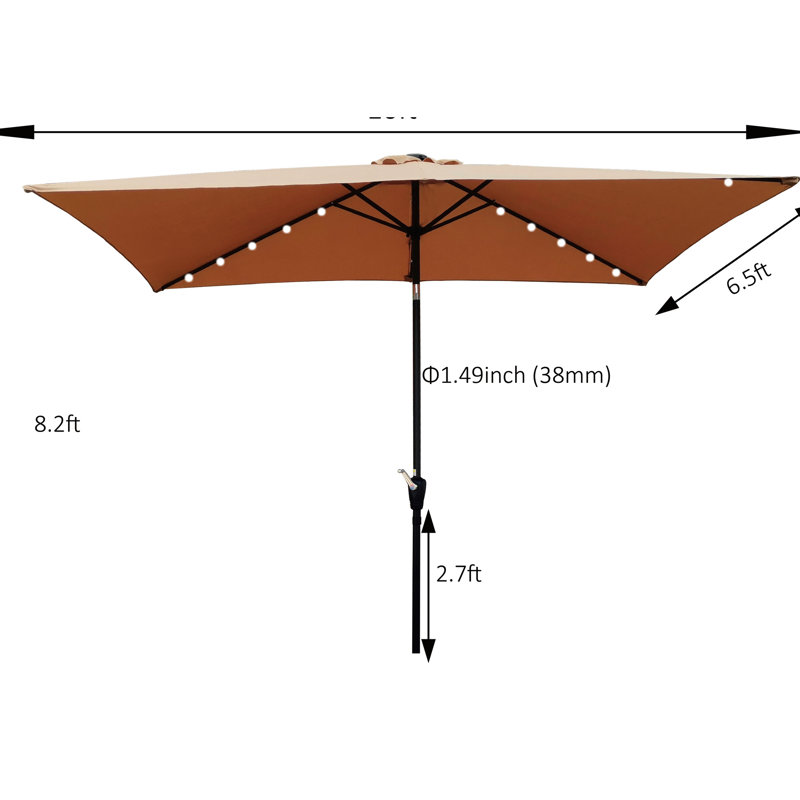 Parasol rectangulaire 10X6.5Ft, Brun