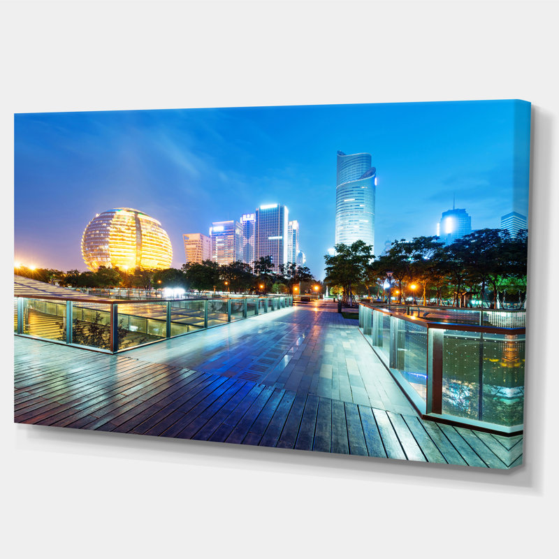 Gratte-ciels china hangzhou-impression sur toile, H 16 po x l 32 po x P 1 po, Toile tendue