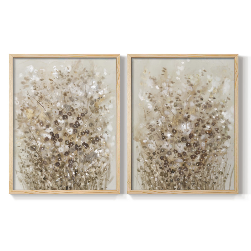 Impression florale I-Premium - prête à être accrochée - aucun clou requis - aucun clou requis, Bois naturel