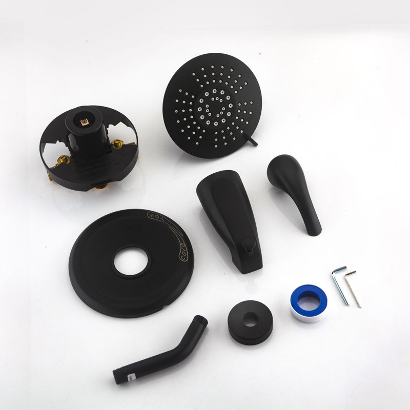 Ensemble de robinet de baignoire et douche avec pomme de douche à pluie de 6 po et bec de baignoire, valve incluse