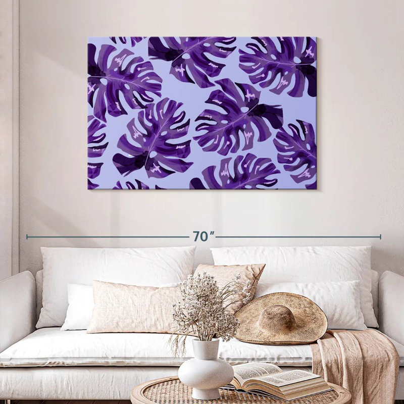 Harnek mauve à feuilles de Monstera, H 30 po x l 45 po