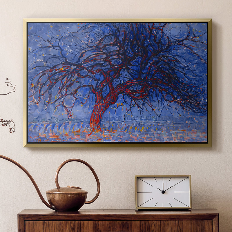 The Red Tree, 1909 - Piet Mondrian, toile tendue avec châssis, 16 x 24, Doré