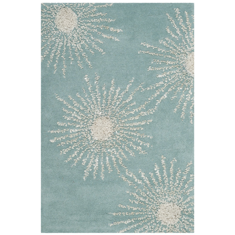 Tapis abstrait en laine et viscose touffetés à la main Amier, Rectangle 2 pi x 3 pi
