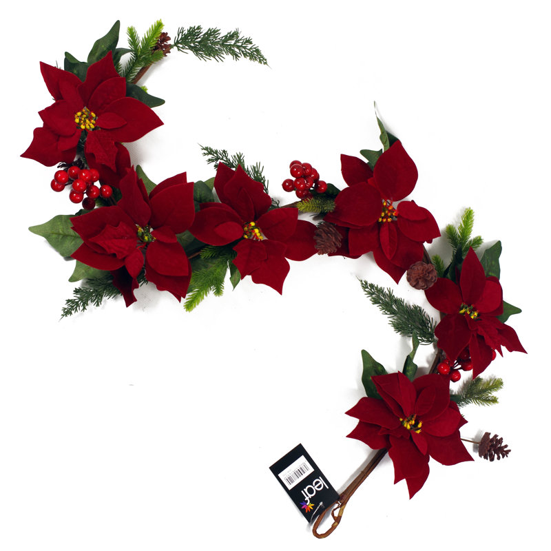 Paden 381cm Faux Poinsettia Garland