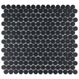 Hudson Penny Round Matte Black 11-7/8" x 12-5/8" Porcelain Mosaic Tile