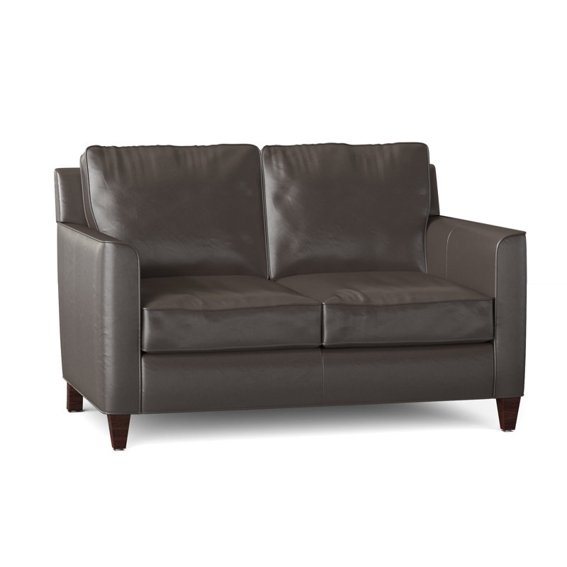 Yorba Leather Loveseat, Mahogany, Aline Fumo Genuine Leather