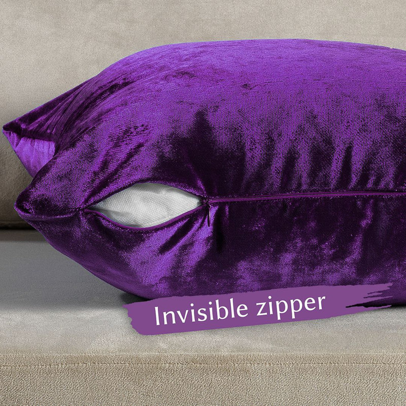 Housse de coussin en velours brillant, Mauve, Rectangular 12"H x 20"W