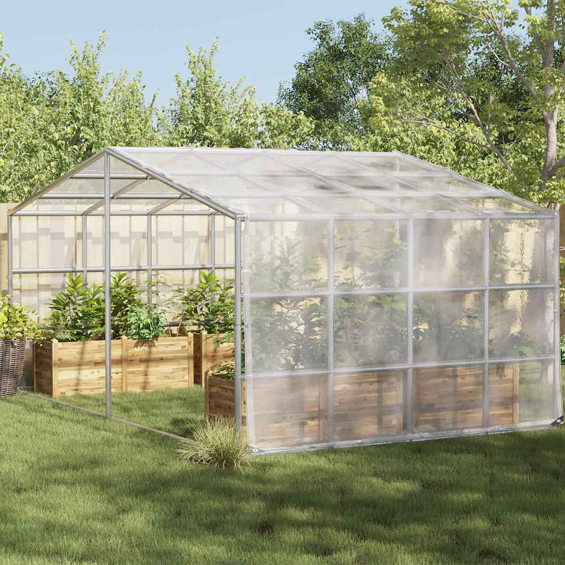 Vidaxl couvre-plante pliable en polyéthylène transparent et noir grand, L 315 po x P 118 po