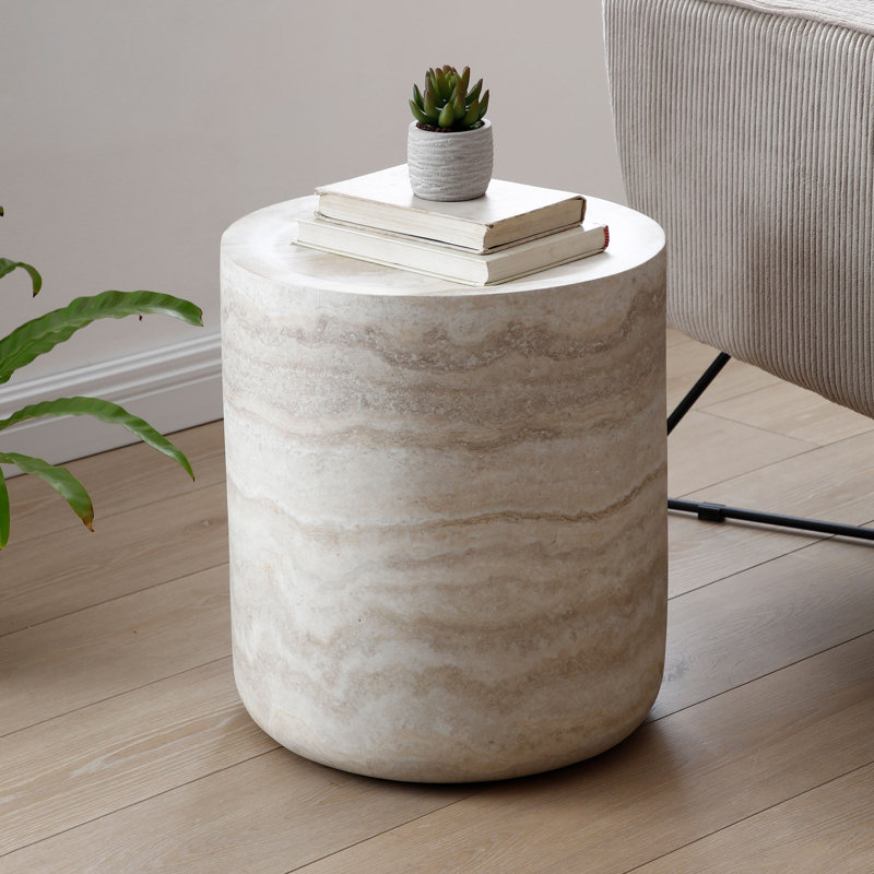 Drum End Table with Round Top