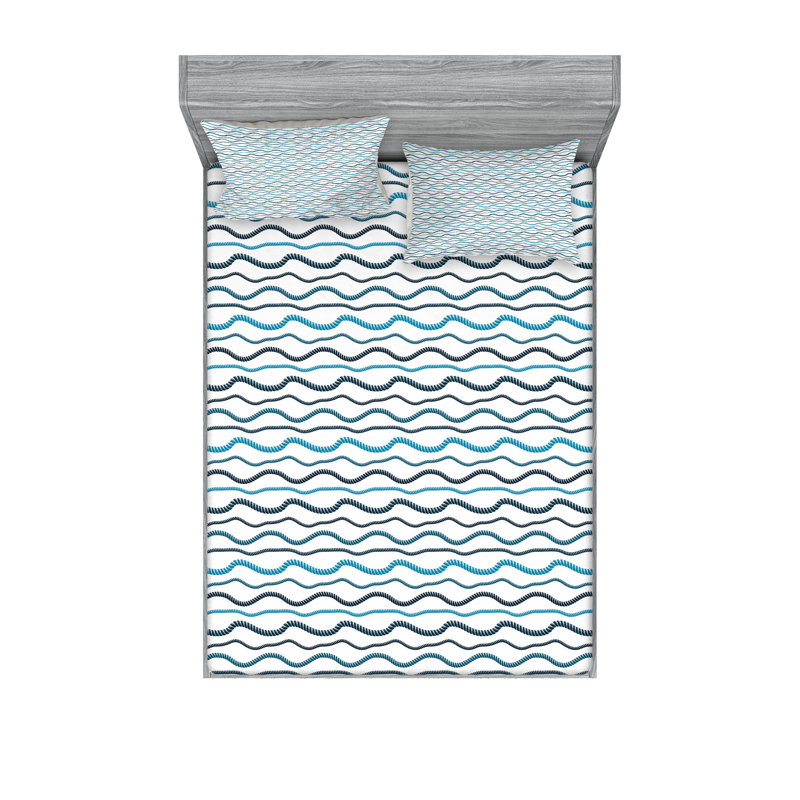 Drap-housse et coussin décoratif bleu marine Ambesonne, Ensemble de draps pour très grand lit californien