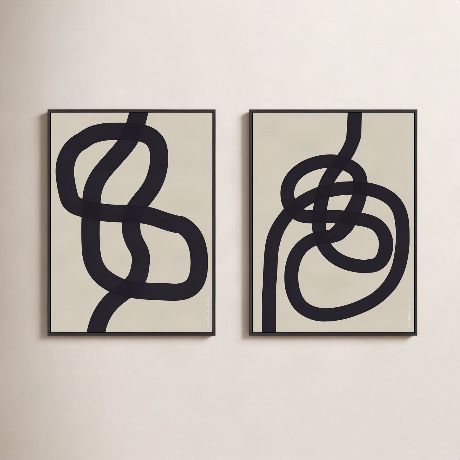 Bombay "Intertwined" 2-Piece Print Set, Black Framed Canvas, 10" H x 14" W x 1.25" D