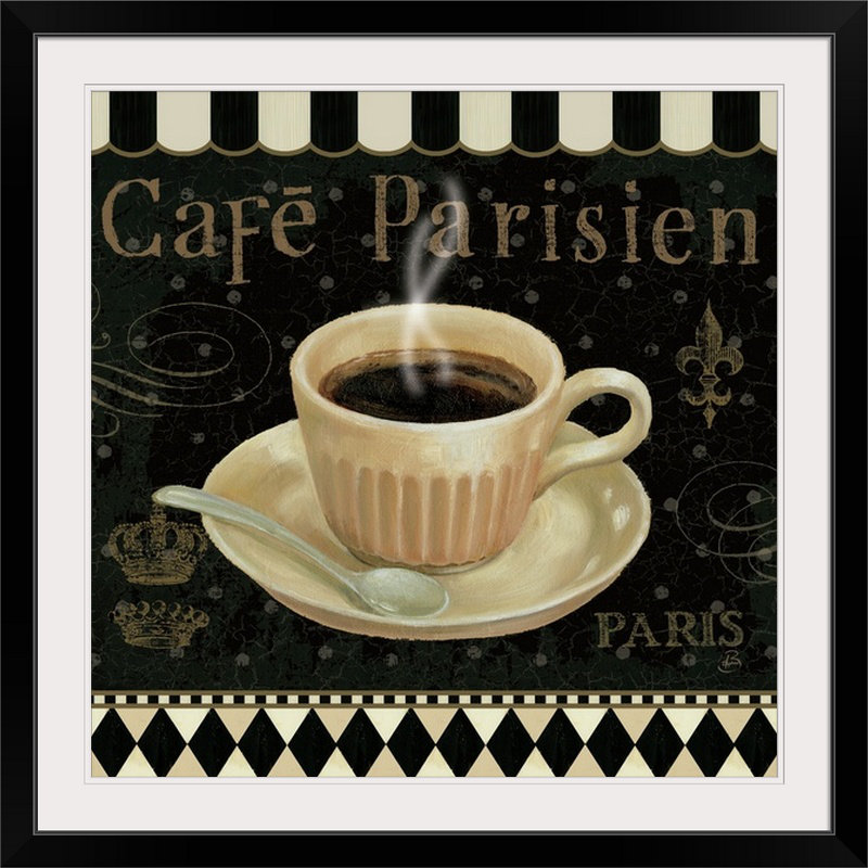 «Café Parisien I» par Daphne Brissonnet, H 20" x l 20" x P 1", Cadre noir