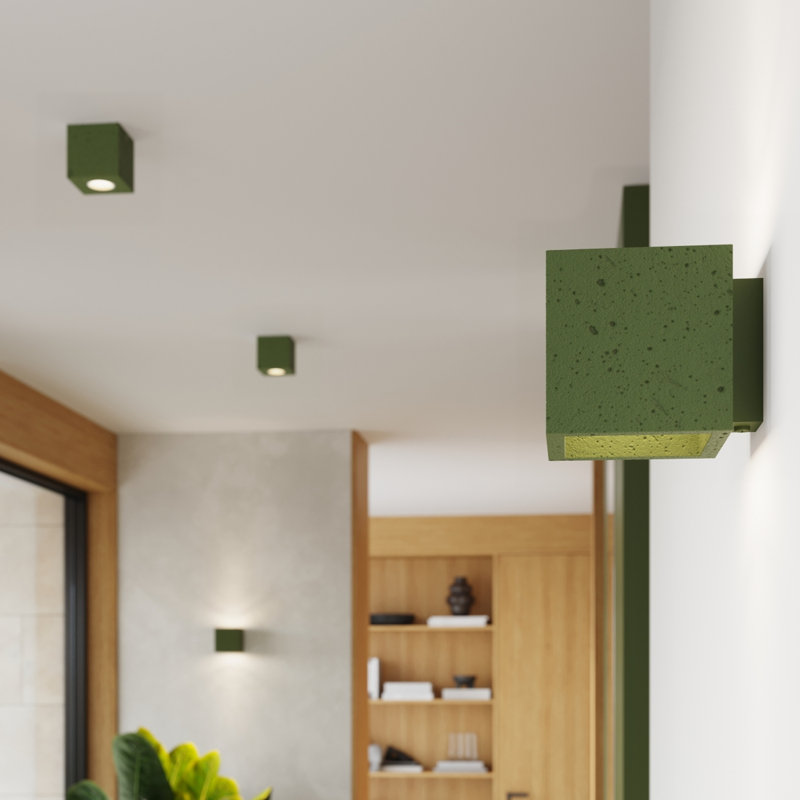 QUAD Flush Mounted Sconce, Wall lamp QUAD concrete olive green, Olive Green, 1 Light