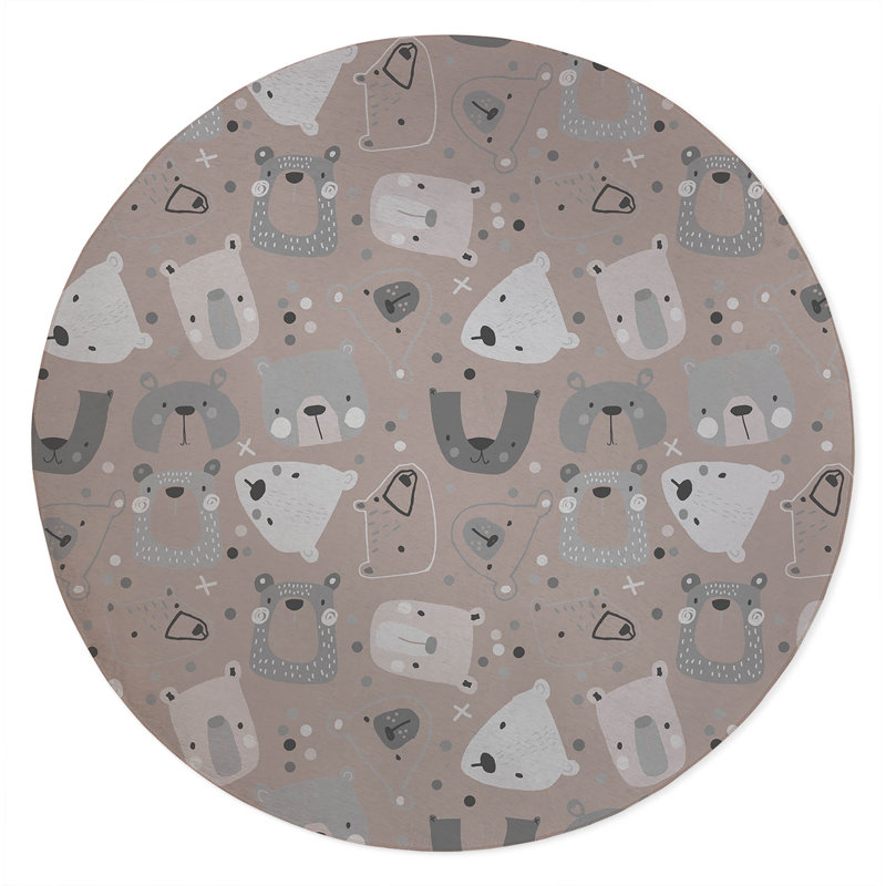 Bear Face Kids Play Mat, Round 5'