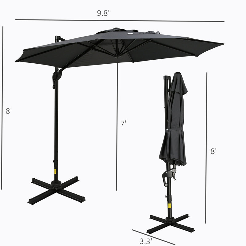 Parasol en porte-à-faux 118,00 po Teria, Gris